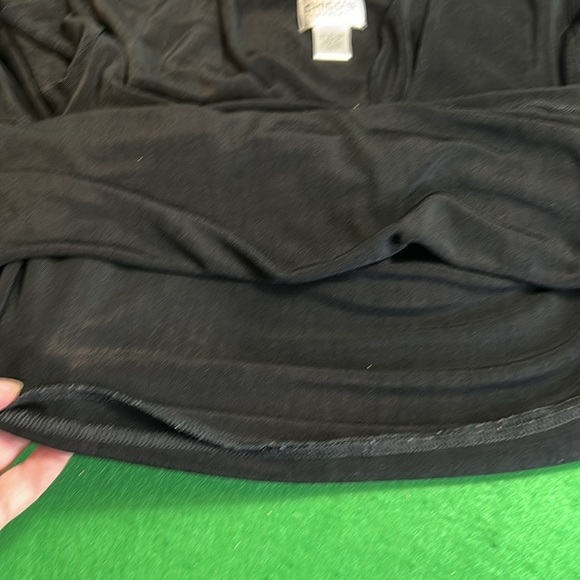 CHICOS TRAVELERS BLACK DOUBLE V-NECK TEA TOP SZ 3 - Picture 6 of 12
